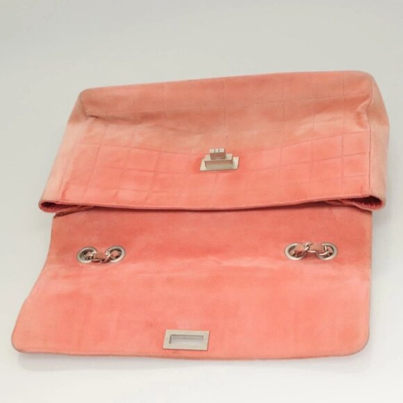 CHANEL Choco Bar Chain Shoulder Bag Suede Pink CC Auth 130967 - Picture 8 of 16